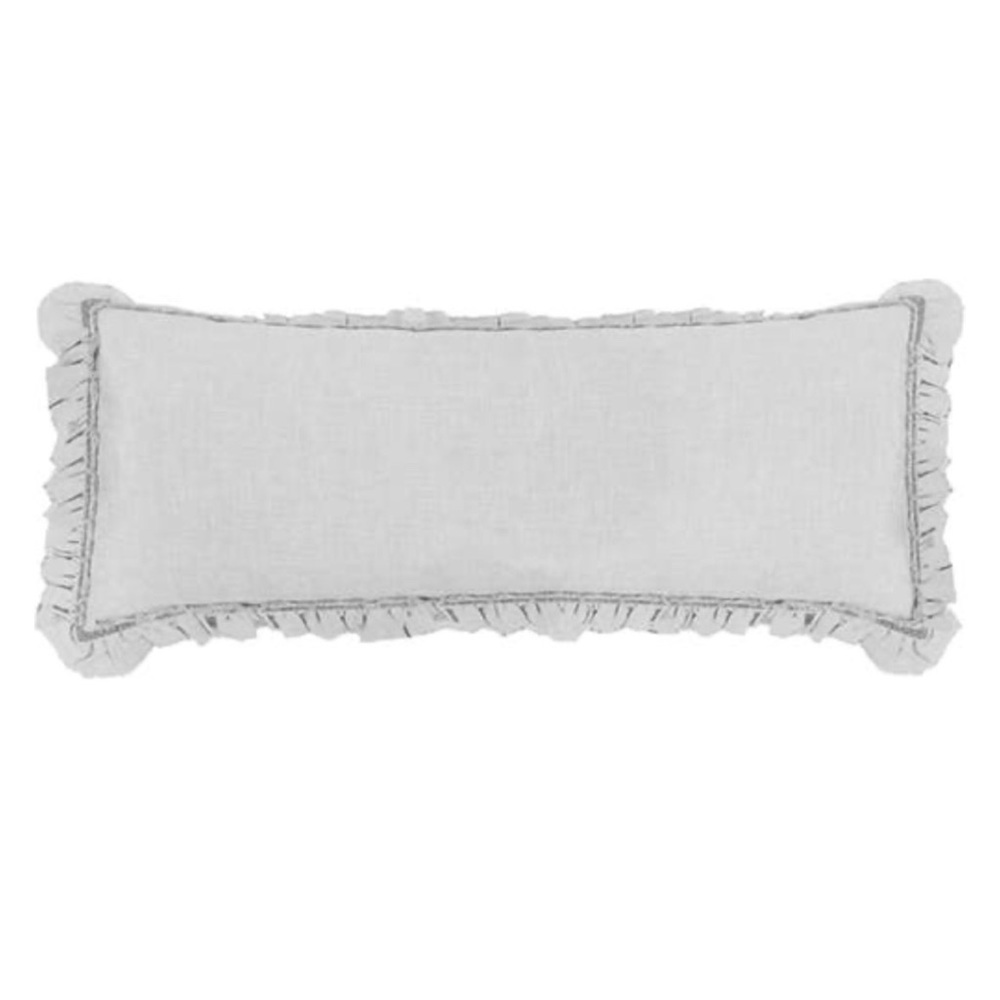 POM POM at HOME Silver Mathilde Down Feather Ruffle & Velvet Linen Body Pillow